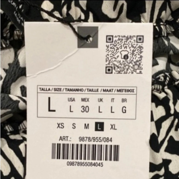 Zara Black white pattern tassel tie maxi skirt 16632 - Picture 11 of 15